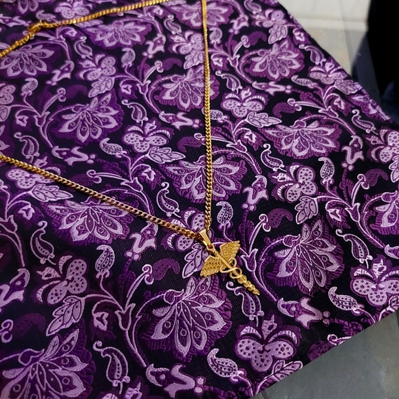 18K Gold Plated Sword Angel Snake With 18K Plated Miami Cuban Link - Picture 1 of 6